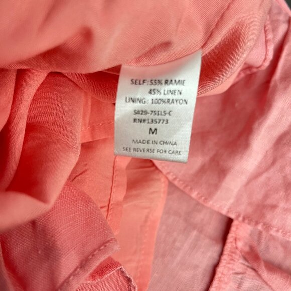 KARLIE Pink Popplin Ruffle Linen‎ Top and Wrap Skirt  Size M - Picture 7 of 7